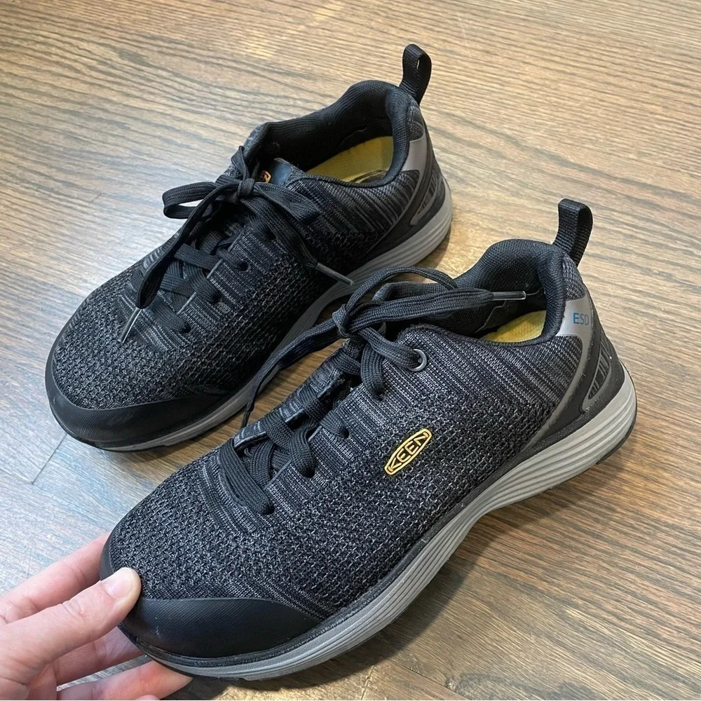 KEEN Utility Sparta Aluminum Toe Work Shoes BLACK/GREY FLANNEL Women size 7